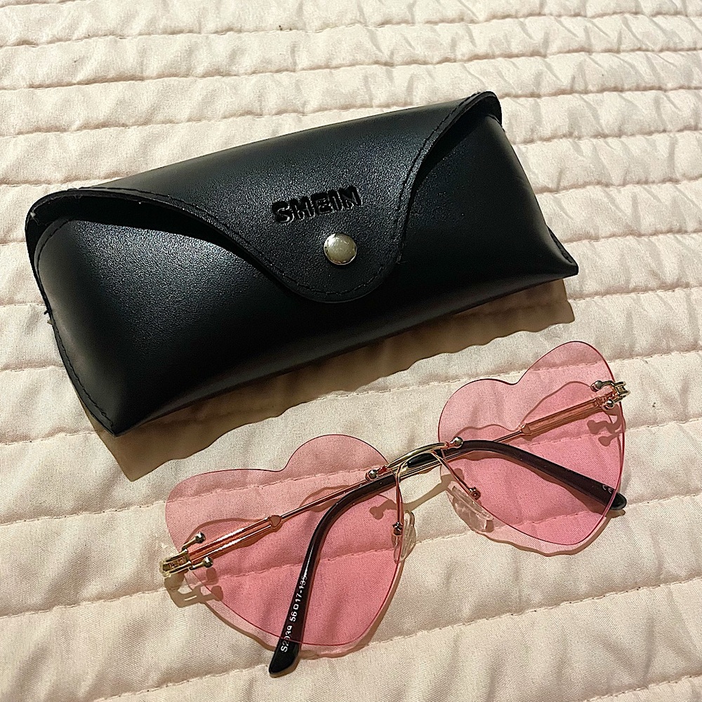 Sheer Pink Heart-Shaped Sunglasses